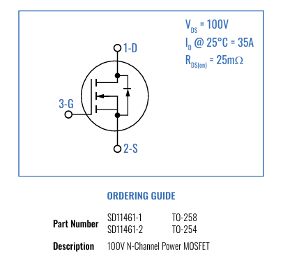 Solitron Devices SD11461 N通道功率MOSFET